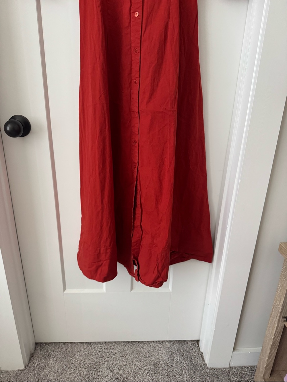 Staud Joan maxi dress Button-Front Maxi Shirt Dress in Rust Orange - Picture 9 of 10